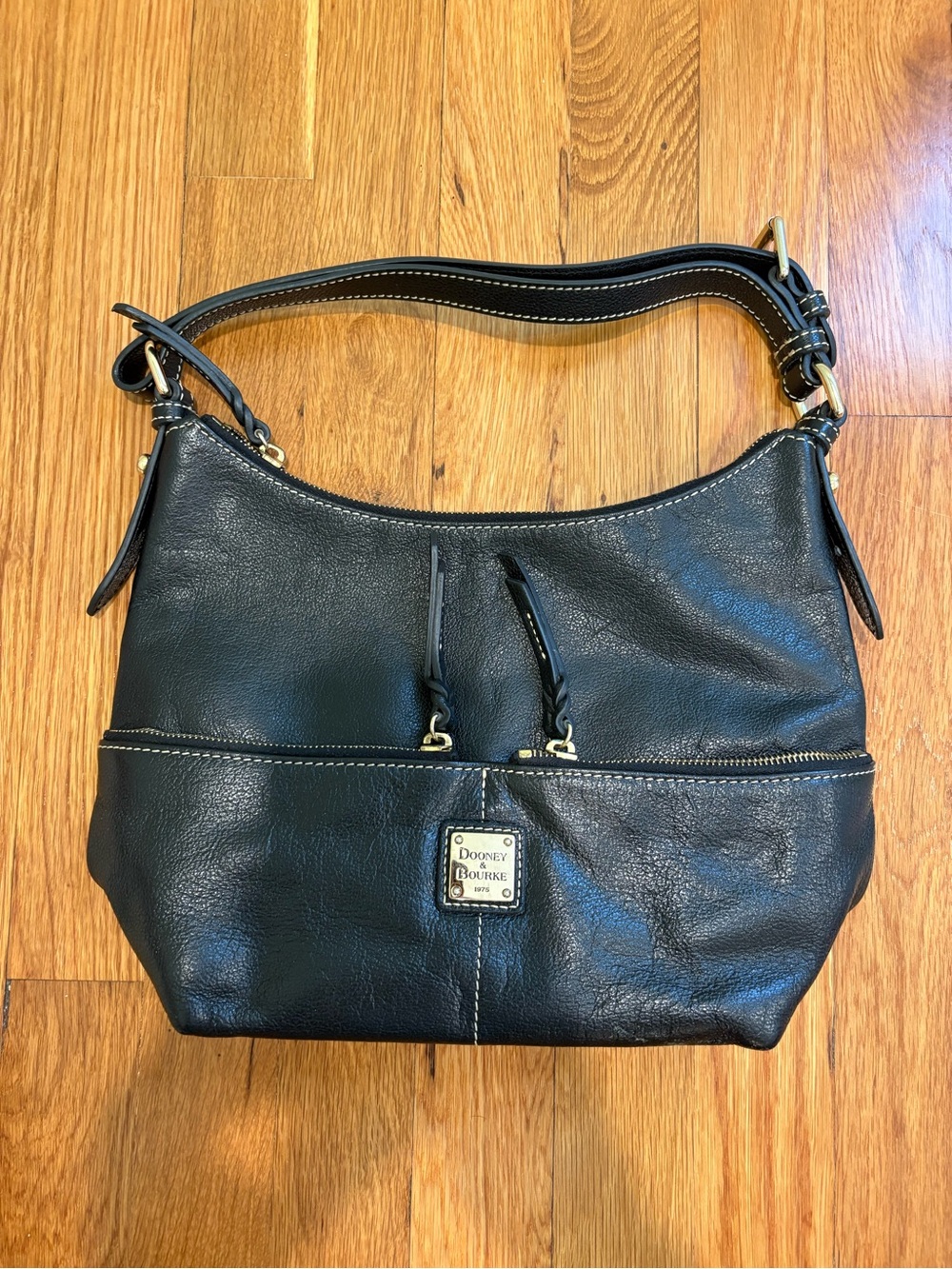 Dooney & Bourke Black Pebbled Leather Hobo Shoulder Bag
